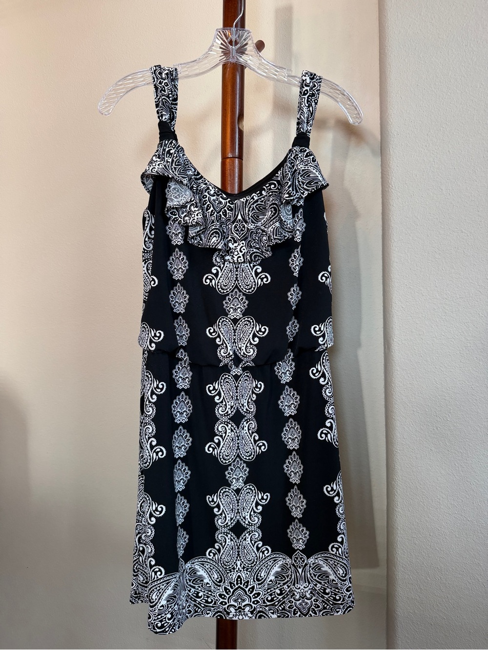 White House Black Market Black and White Paisley Dress